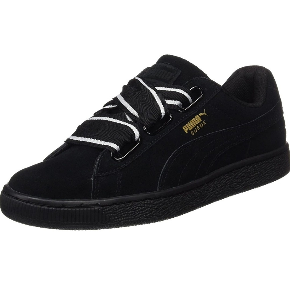 Puma Black Suede Heart Satin Sneakers